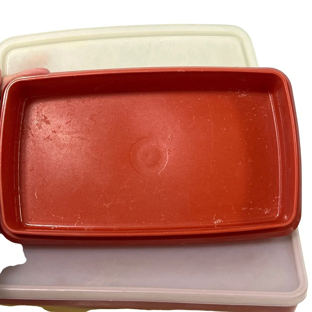 Vintage 80s Tupperware Red Thawing Grease Drip Rubbermaid Food Container Storage